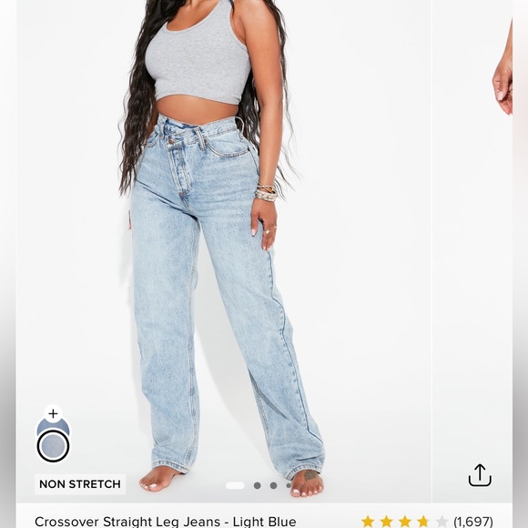 Fashion Nova Light Blue Straight Leg Jeans - Picture 1 of 12